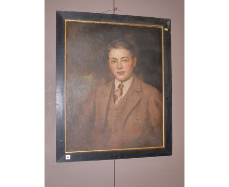 An oil painting - Portrait of a young man wearing a brown suit, by J.H. Smith, signed and dated 1930.