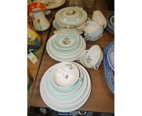 A Johnson Bros. dinner service, to include: soup bowls and saucers, plates, dinner plates and tureens.