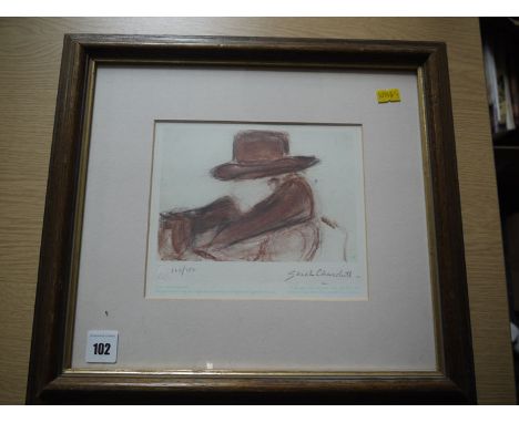 A limited edition colour lithograph - "Pappa" - a portrait of Winston Churchill, signed proof after Sarah Churchill, numbered