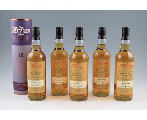 *5 bottles of Arran 14 year old Scotch Whisky. Damaged Cartons.