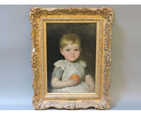 Horace van Ruith?PORTRAIT OF A YOUNG GIRL HOLDING AN ORANGESigned l.l., oil on canvas31 x 21cm