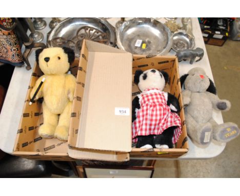 Deans Rag Book Ltd soft toys in the form of Sooty, Sue and Sweep