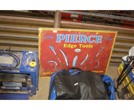 An advertisement sign for Pierce edge tools 