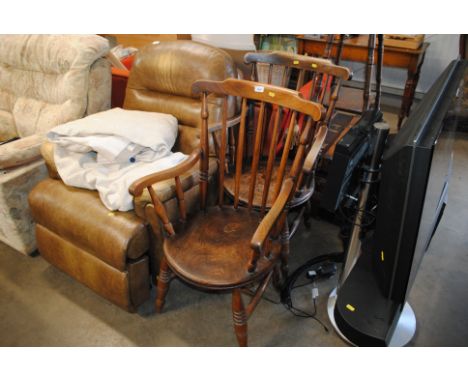 Two Ibex stick back carver chairs 