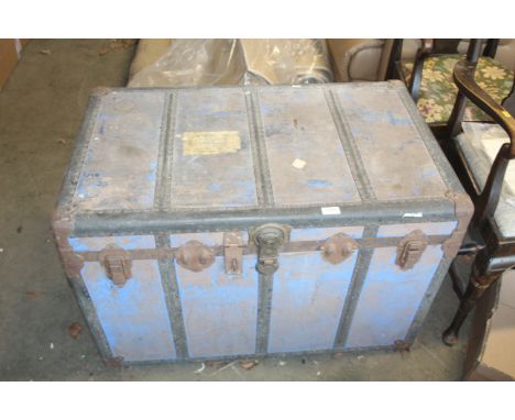 A vintage metal bound trunk