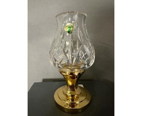 A Waterford crystal brass and crystal candlestick, boxed 
