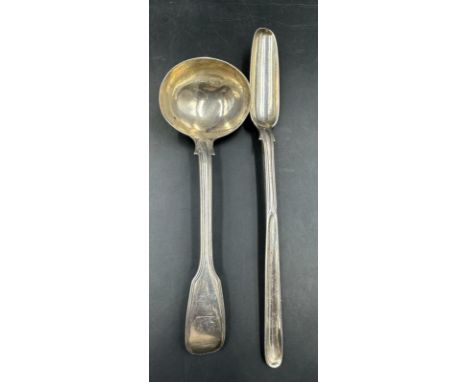 A Georgian silver ladle and marrow scoop, hallmarked for London 1834, approximate total weight 140g.