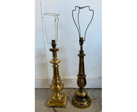 Two vintage brass table lamps 
