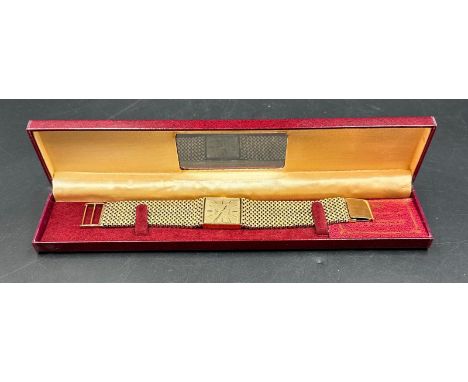 A Rotary 9ct gold 21 Jewels, on mesh style bracelet, watch, approximately 19cm in length and 67.5g, along with box and papers