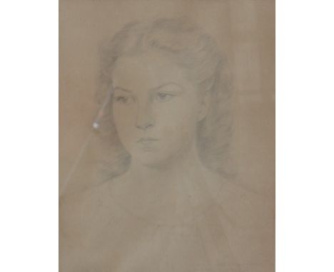 Albert CROMMELYNCK (1902-1993) drawing "portrait of a young woman" - Weight:  1.43 kg - Region: Belgium - Sizes: HC : H 295 m