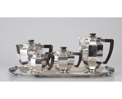 France - Luc Lanel for Christoffle, tea/coffee service, in silver metal - 1930 - Weight:  3.40 kg - Region: France - Sizes: P