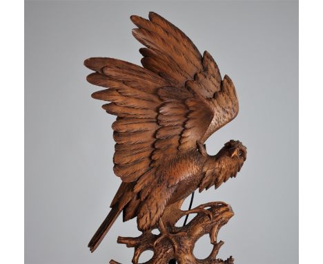 Black Forest thermometer barometer surmounted by an eagle - Weight:  1.42 kg - Region: Suisse - Sizes: H 680 mm L 230 mm - Co