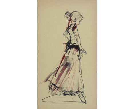 Leonor FINI (1907-1996) mixed media "young woman" - Weight:  50 g - Region: France - Sizes:  H : 210 mm L : 110 mm - Conditio