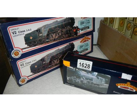 3 Bachmann 00 gauge steam locomotives - 31-608 LNER V3 tank, 31-555 adn 31-556 LNER VS tender engine.