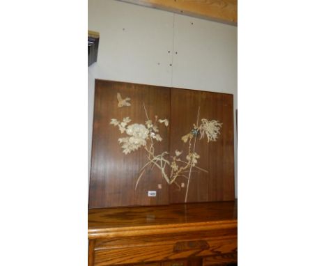 A pair of Chinese mother of pearl panels.