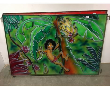 A Disney artwork panel (Jungle book, Mowgli climbing a tree)