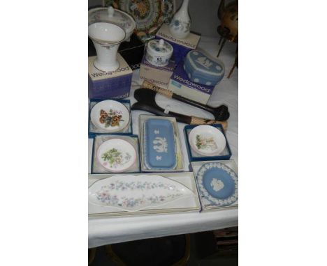 A mixed lot including Wedgwood, Royal Worcester, tribal ware, plaque of farmyard etc.