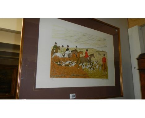 A signed limited edition lithograph 173/200 of huntsmen & hounds by VincentHaddelsey (1934-2010)