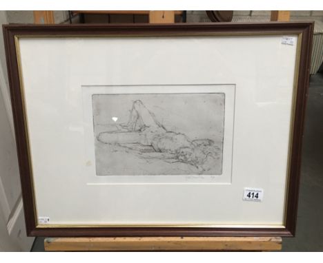 An artist proof etching of reclining nude signed J.L.Roule and initialed A/P