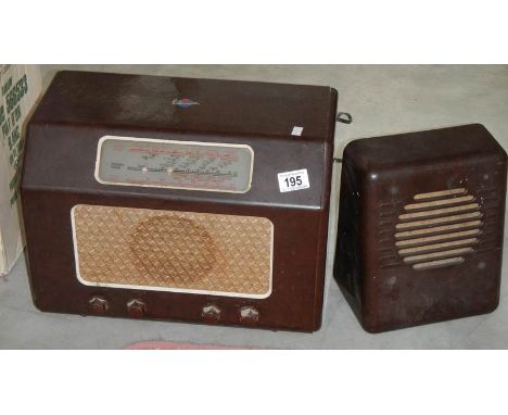 A vintage wireless set complete with speaker.