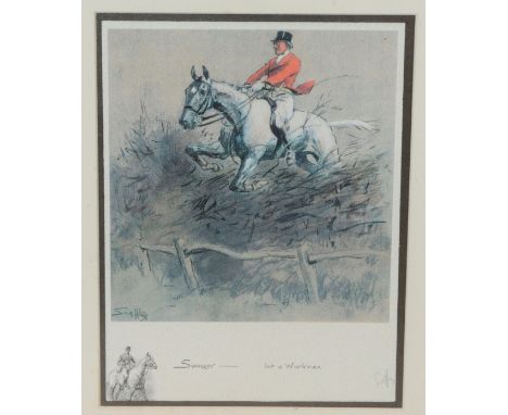 Framed signed Snaffles print entitled 'Swagger-Butter Workman'