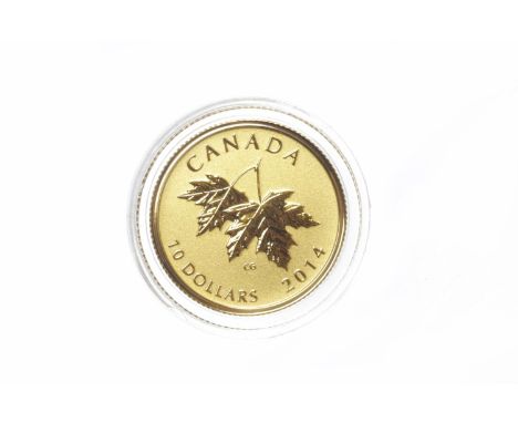 GOLD PROOF ELIZABETH II GILLICK PORTRAIT COIN DATED 2014in capsule, in a fitted box, with certificate of provenance, 7.79g fr