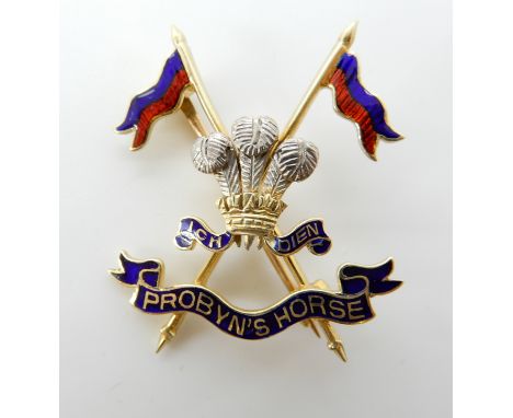 A GOLD AND ENAMEL PROBYN'S HORSE SWEETHEART BROOCH the name given for the 5th King Edwards Own Lancers British Indian Army, s