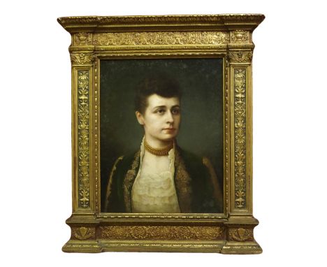 CONTINENTAL SCHOOL (19TH CENTURY)  PORTRAIT OF A LADY  Oil on canvas, 53.5 x 43.5cm (21 x 17")   Condition Report: On close i