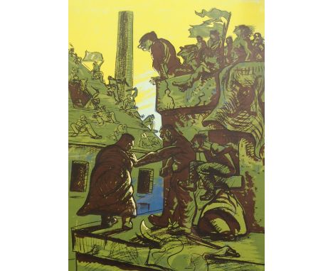 •PETER HOWSON OBE (SCOTTISH B. 1958)  THE NEGOTIATORS  Lithograph, signed, inscribed with title and numbered 5/50, 76.5 x 57c