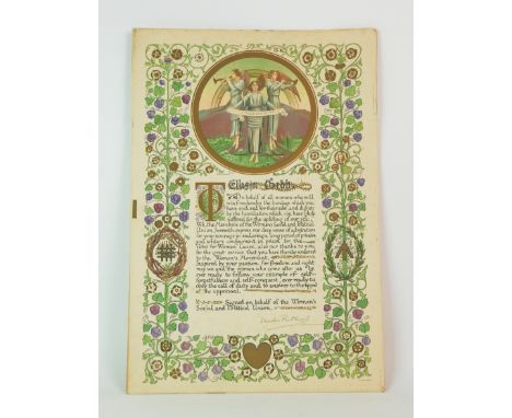 OF SUFFRAGETTE INTEREST: ELLISON GIBB (1883-1970)A Freedom Award lithograph scroll on card to Ellison Gibb, On Behalf of all 