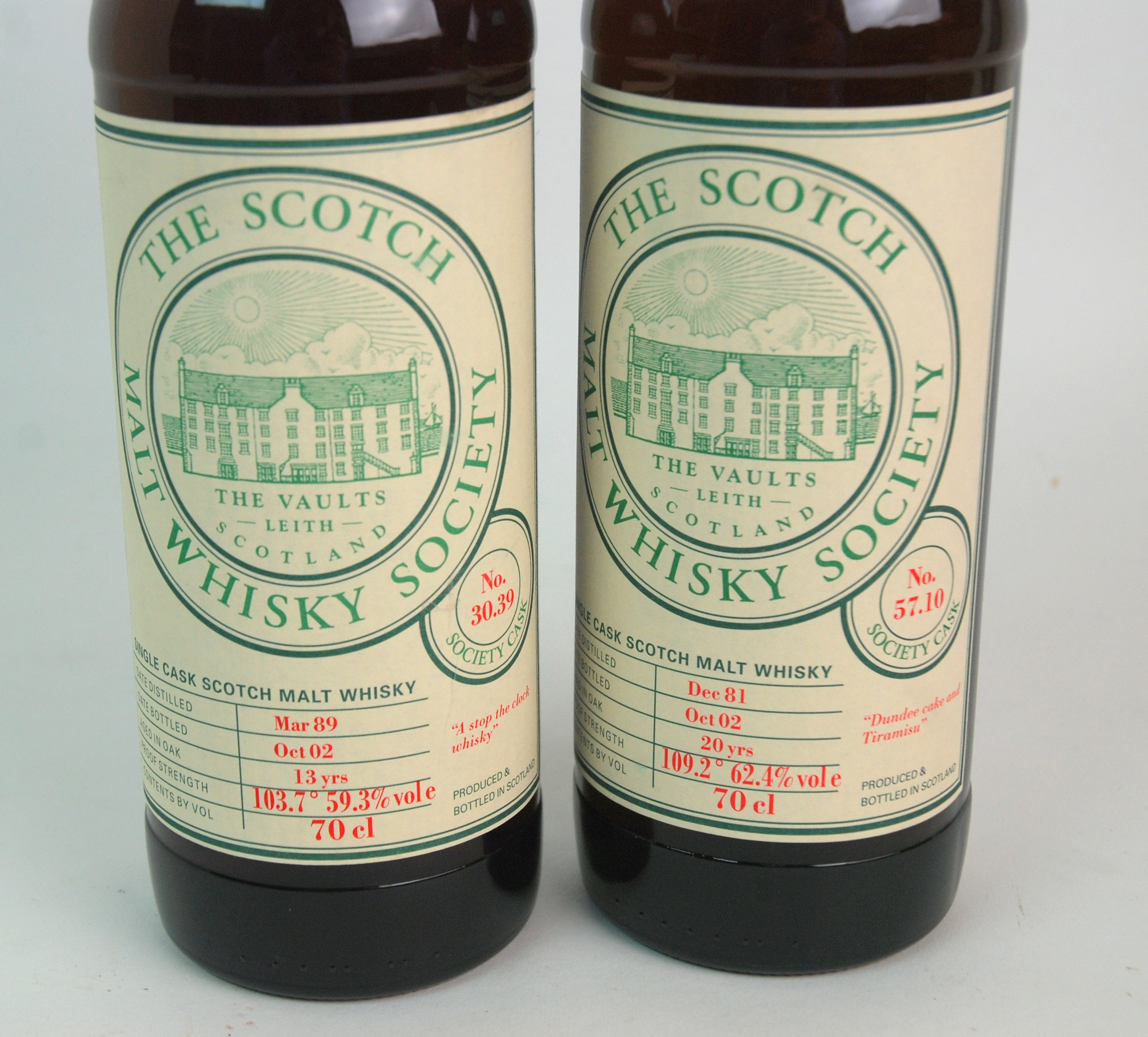 TWO BOTTLES OF THE SCOTTISH WHISKY SOCIETY comprising No.30.39