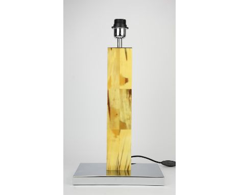 Arca, square column lamp, lacquered finish, black lacquer base, chromed metal, continental fittings, the lamp base and fittin