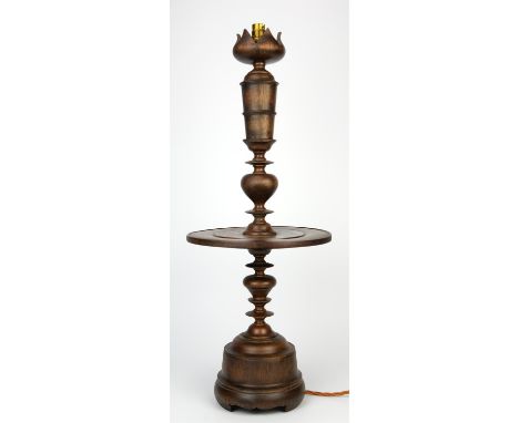 Julian Chichester, Katherines candlestick lamp, aged mahogany, 70cm high including brass fitting