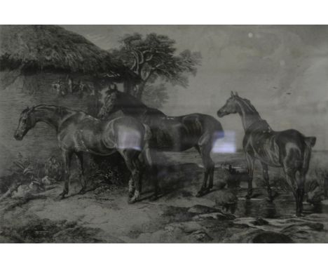 After Cecil Aldin, Jumping Powder, colour print, 20cm x 27cm, another print in the style of Aldin and two engravings, (4).
