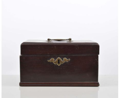 Georgian mahogany tea caddy, 22cm, a Victorian walnut writing box and a Victorian mahogany toilet mirror, (3).