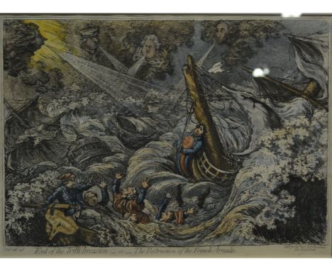 After James Gillray, End of the Irish Invasion or The Destruction of the French Armada, Hand coloured print first published 1