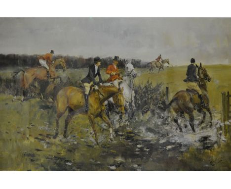 After Michael Lyne, The Muddy Gateway, signed limited edition colour print, 266/399, 34cm x 54cm, together with The Huntsman,