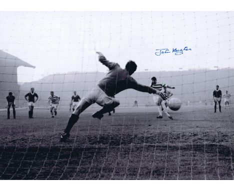 John Hughes 1965, Football Autographed 16 X 12 Photo, A Superb Image Depicting The Celtic Captain Scoring The Winning Goal Fr