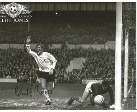 Football Cliff Jones signed 10x8 black and white photo pictured celebrating while playing for Tottenham Hotspur. Good Conditi