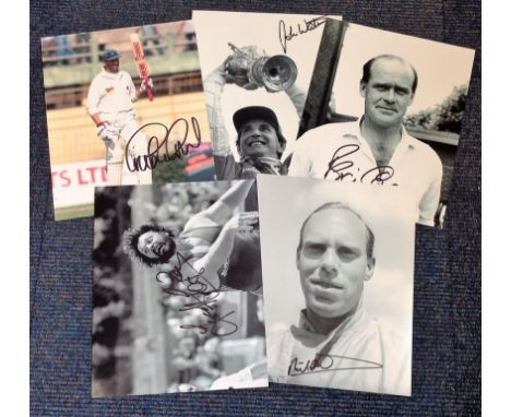 British Legends collection 5 signed photos from some greats of British sport signatures include Brian Close, Graham Gooch, Ri