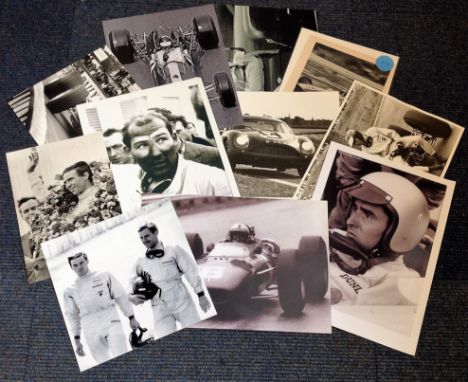 Motor Racing British Formula One Legends 11 UNSIGNED fantastic black and white photos some iconic images of drivers such as J