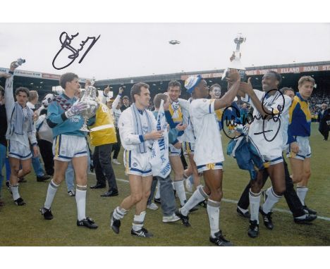 Leeds United 1992, Football Autographed 12 X 8 Photo, A Superb Image Depicting Leeds United Players Including Chris Whyte And