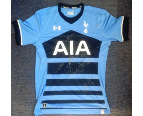 Football Tottenham Hotspur multi signed 2015/16 away shirt 7 signatures includes Harry Kane, Christian Eriksen, Ryan Mason, T