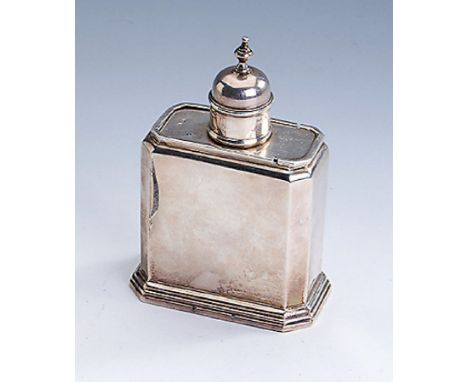 Teedose,   925er Sterling Silber, England, Birmingham 1928, längliche oktogonale Grundform, Deckel aufschiebbar, mit aufgeset