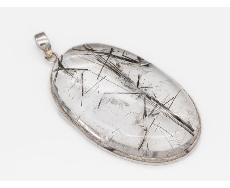 Rutilquarz-Anhänger,   925er Silber, Rutilquarz-Cabochon mit typischen Einschlüssenin hell und dunkel, ca. 7 x 4.3 cmLove arr