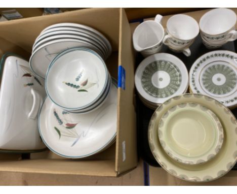 16 pieces of ‘green-wheat’ pattern Denby ware together with a 17 piece Spode tea set ‘provence’