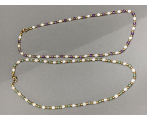 Amethyst &amp; Freshwater Pearl and jade freshwater Pearl necklaces