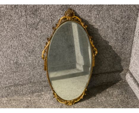 Vintage oval shaped bevelled hanging mirror