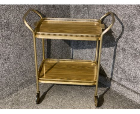 Vintage metal framed 2 tier serving trolley