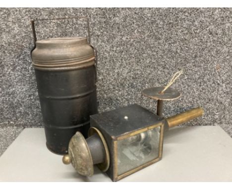 A workman’s flask and a converted carriage lamp